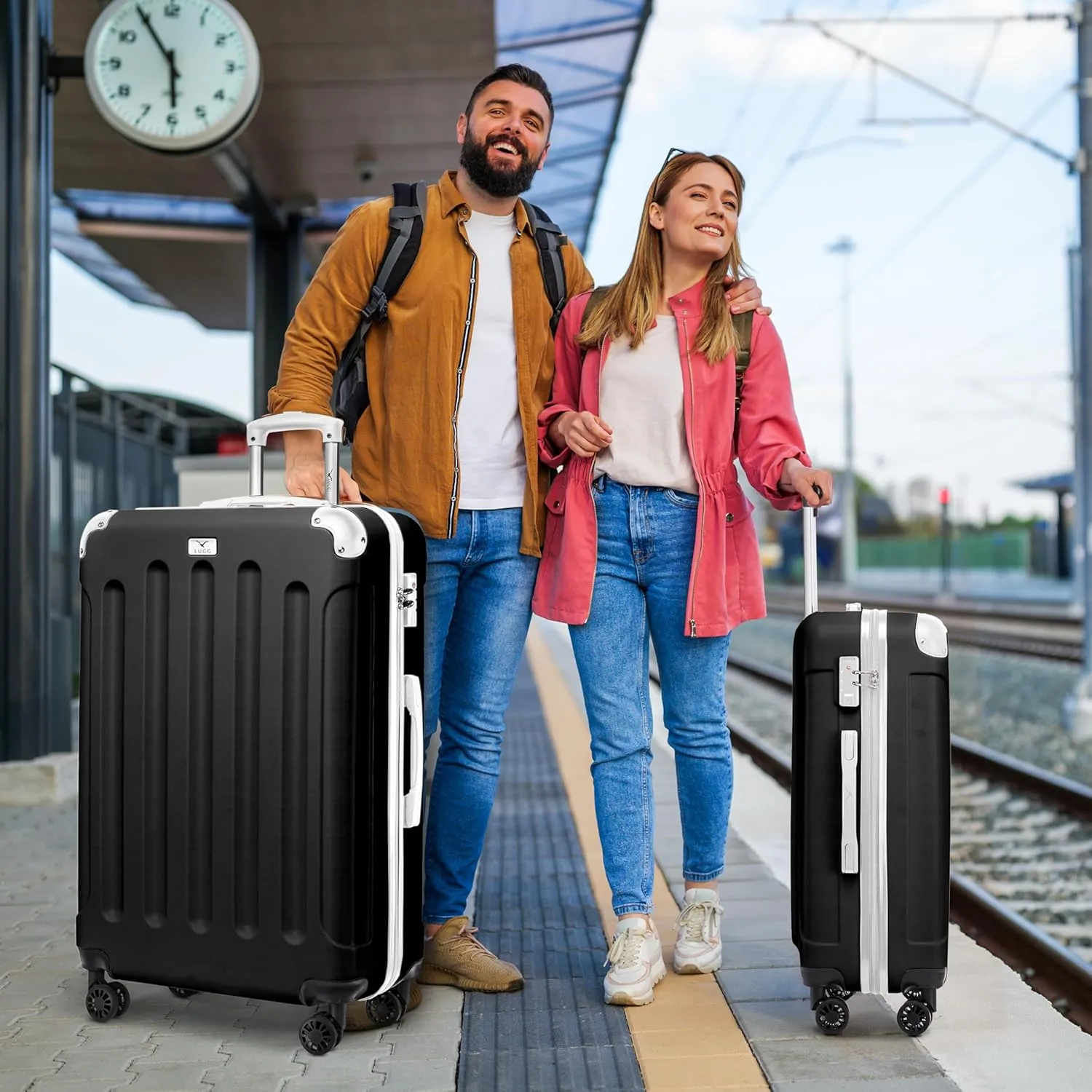 Skywander 2pc 24in & 28in Suitcase - Black/White