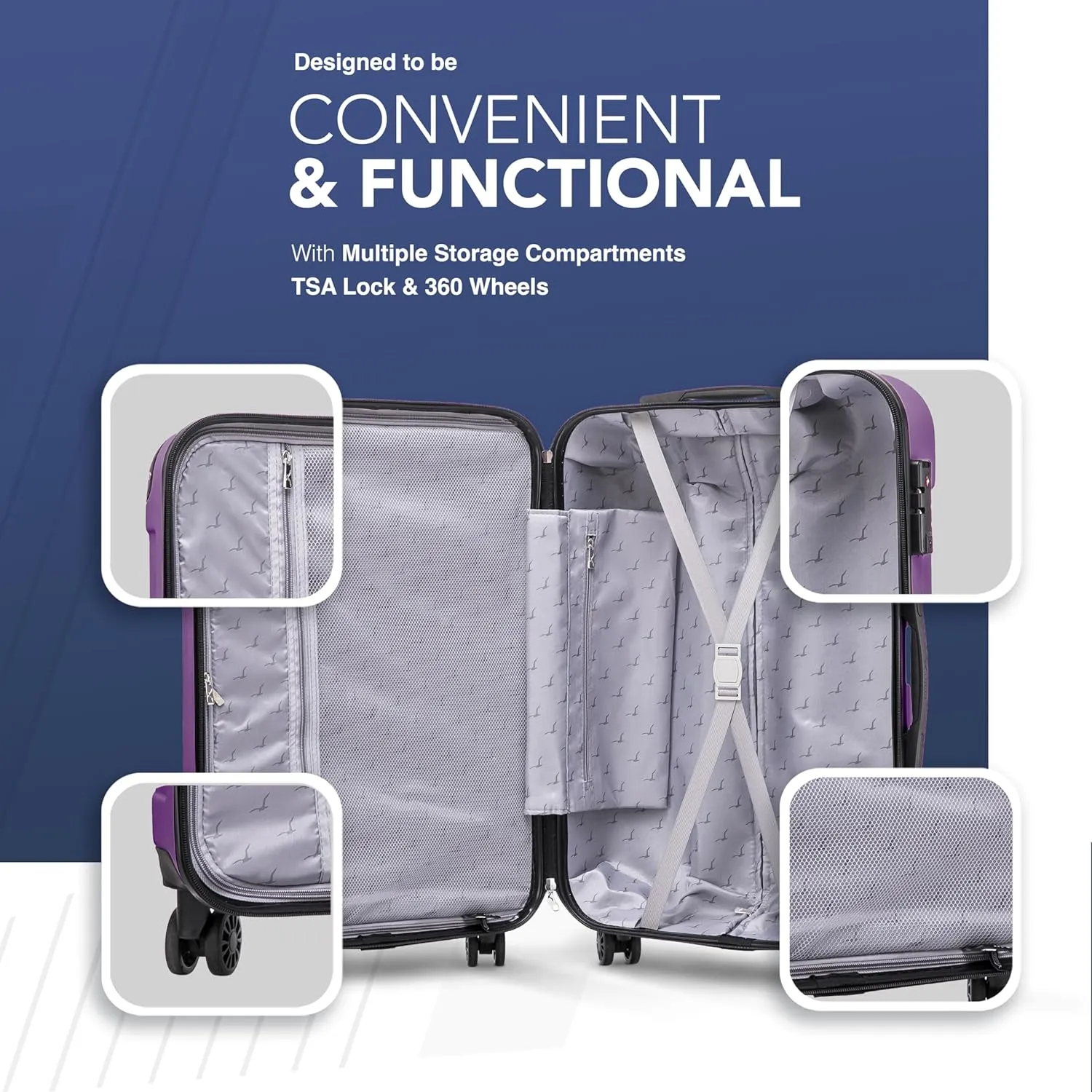 Skywander 2pc 24in & 28in Suitcase - Lavender