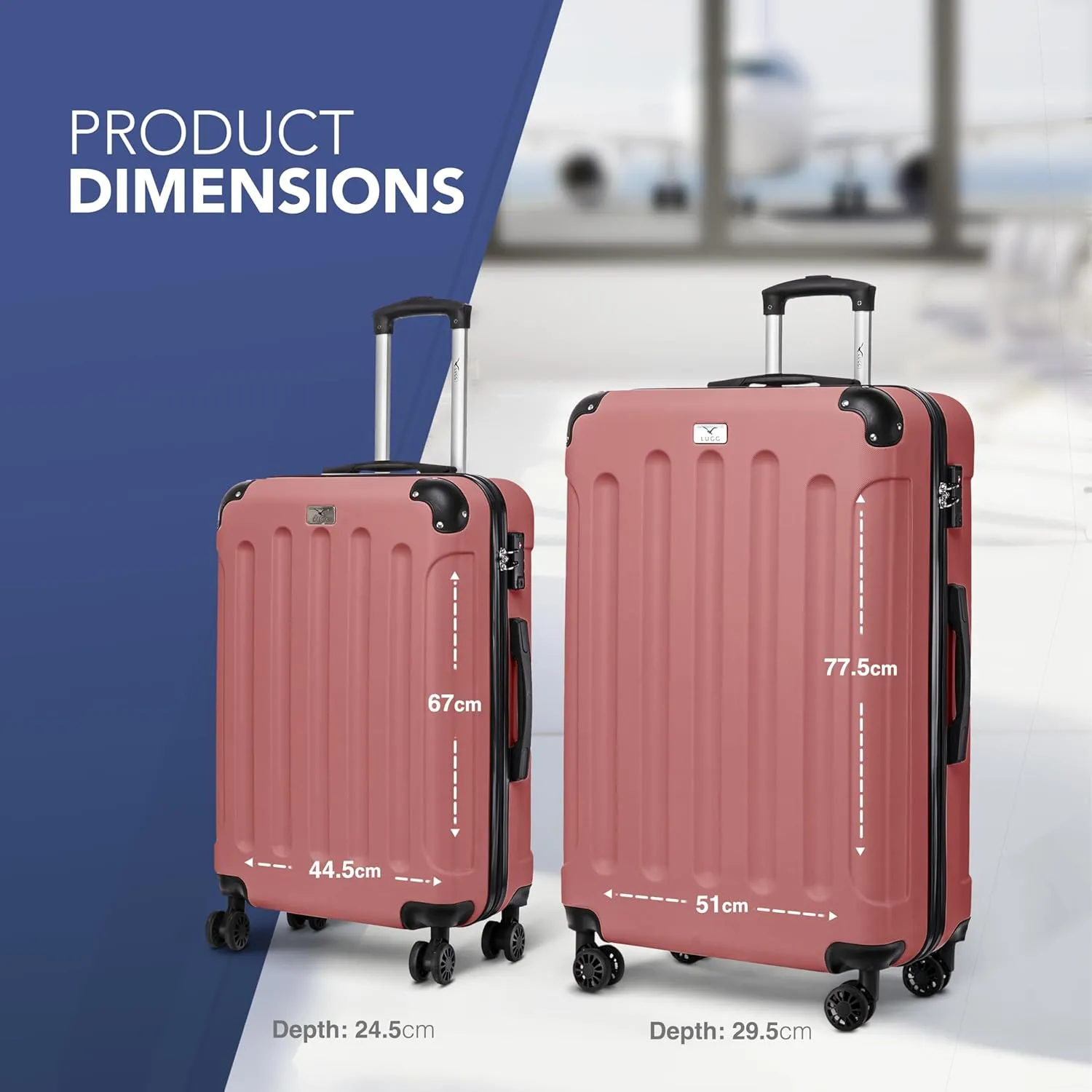 Skywander 2pc 24in & 28in Suitcase - Rose Gold