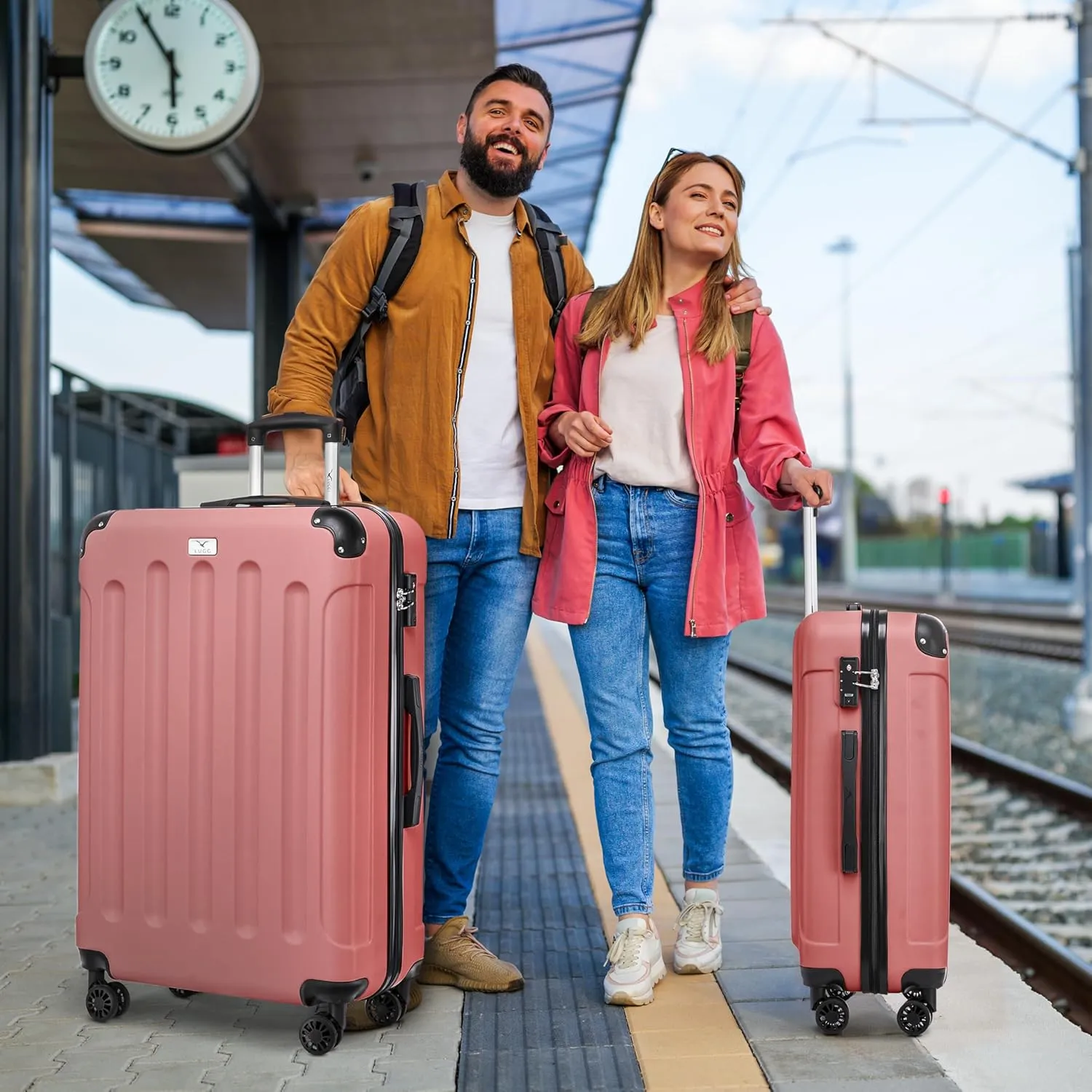 Skywander 2pc 24in & 28in Suitcase - Rose Gold