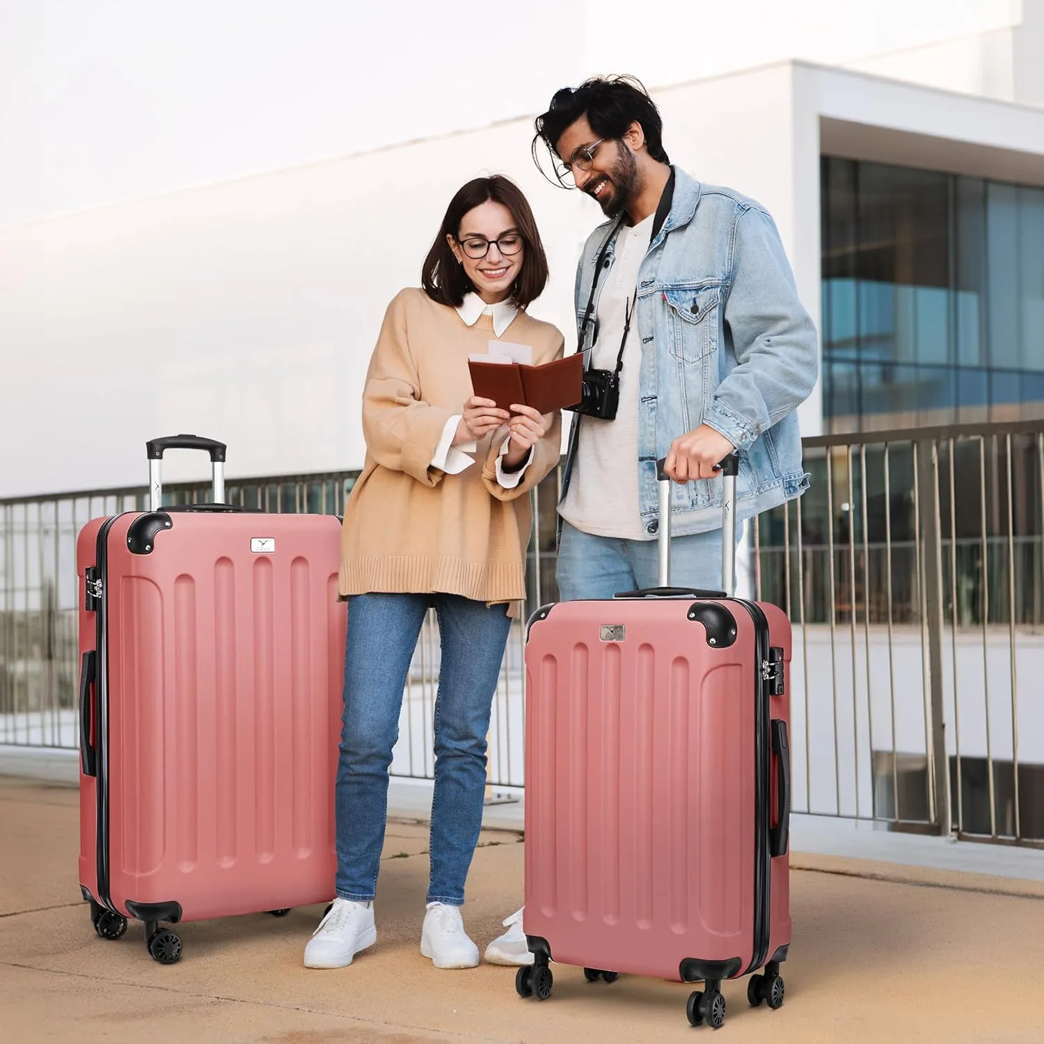 Skywander 2pc 24in & 28in Suitcase - Rose Gold