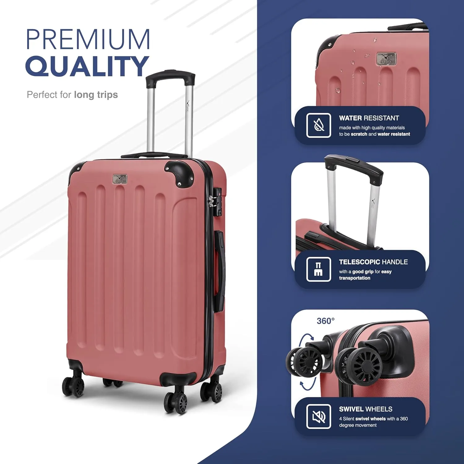 Skywander 2pc 24in & 28in Suitcase - Rose Gold