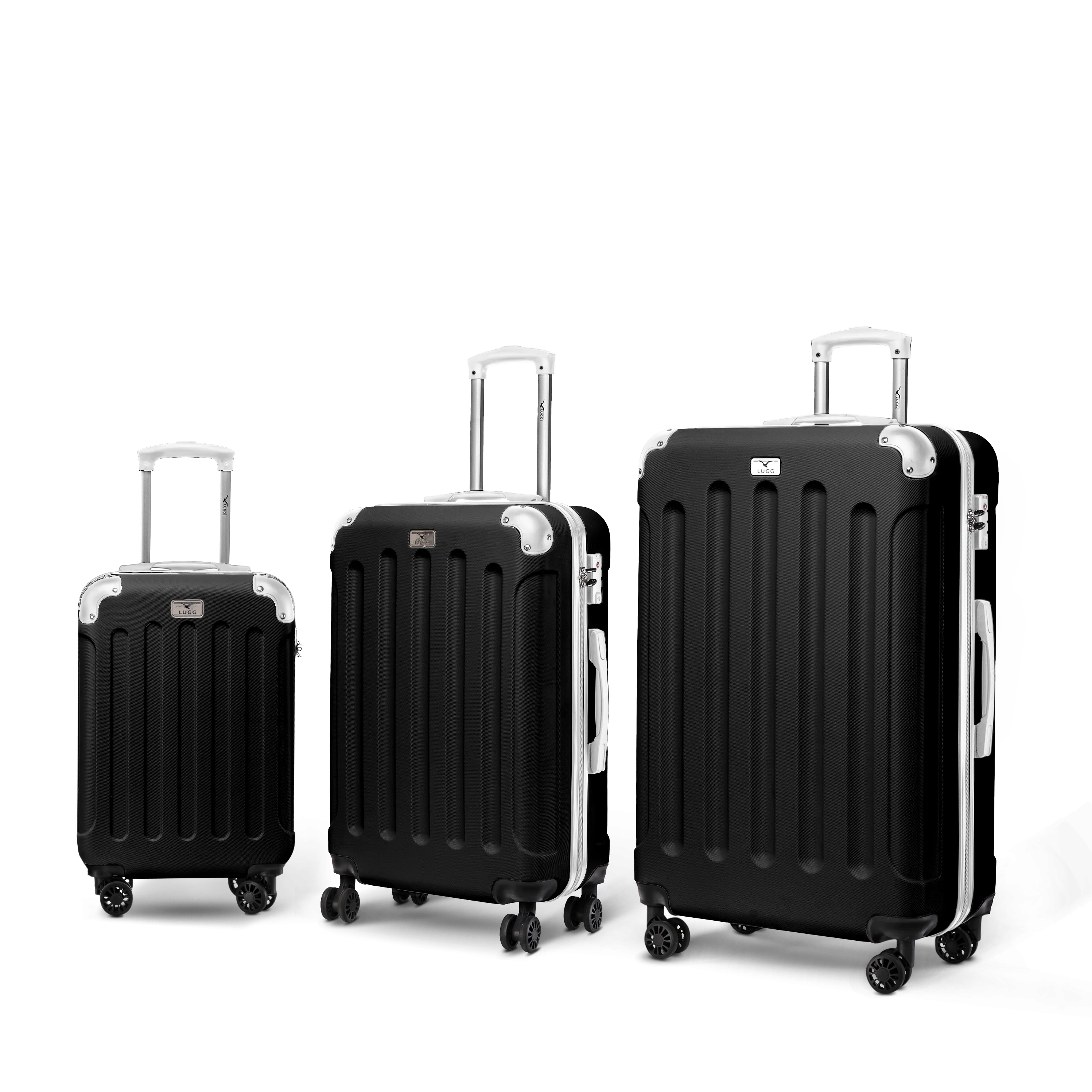 Skywander 3pc Suitcase Set in Black & White