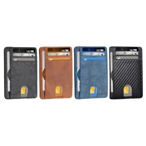 Slim Minimalist Front Pocket RFID Blocking Leather Wallets for Men Women