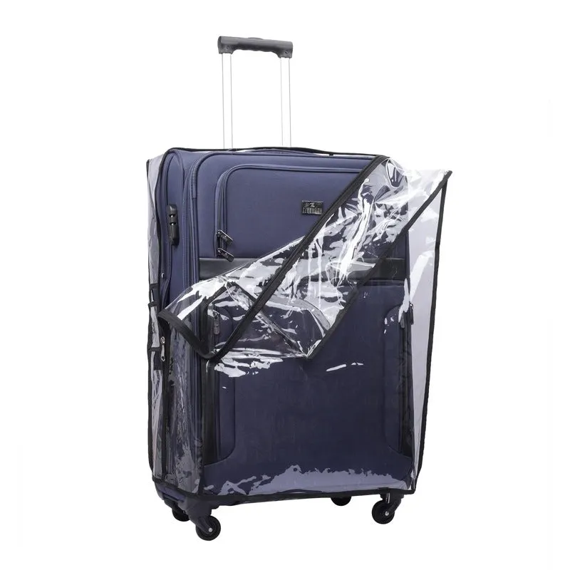 Small Size: Suitcase with 4-Wheel Design & Safety Lock | Includes PVC Cover | 48L | Navy Blue