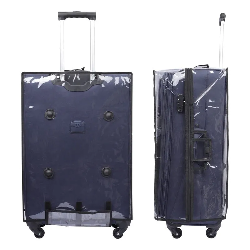 Small Size: Suitcase with 4-Wheel Design & Safety Lock | Includes PVC Cover | 48L | Navy Blue