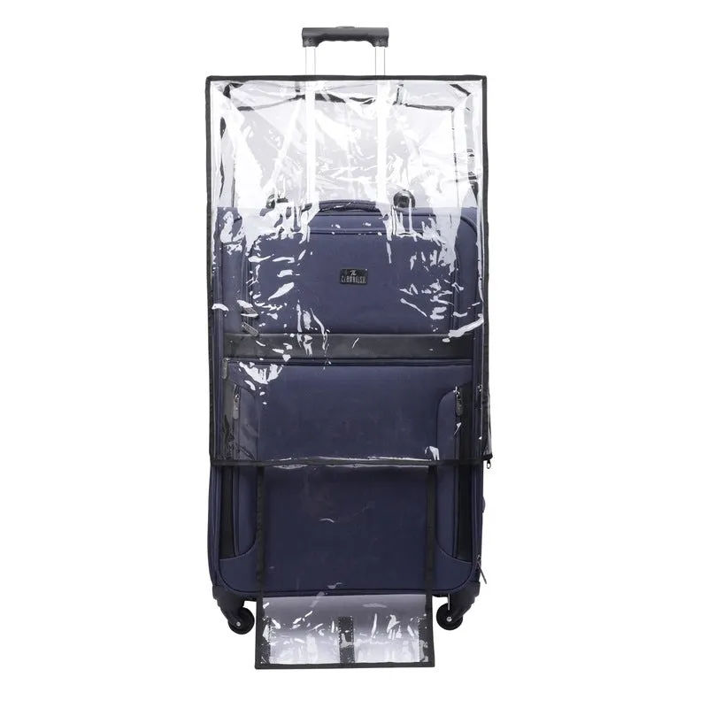 Small Size: Suitcase with 4-Wheel Design & Safety Lock | Includes PVC Cover | 48L | Navy Blue