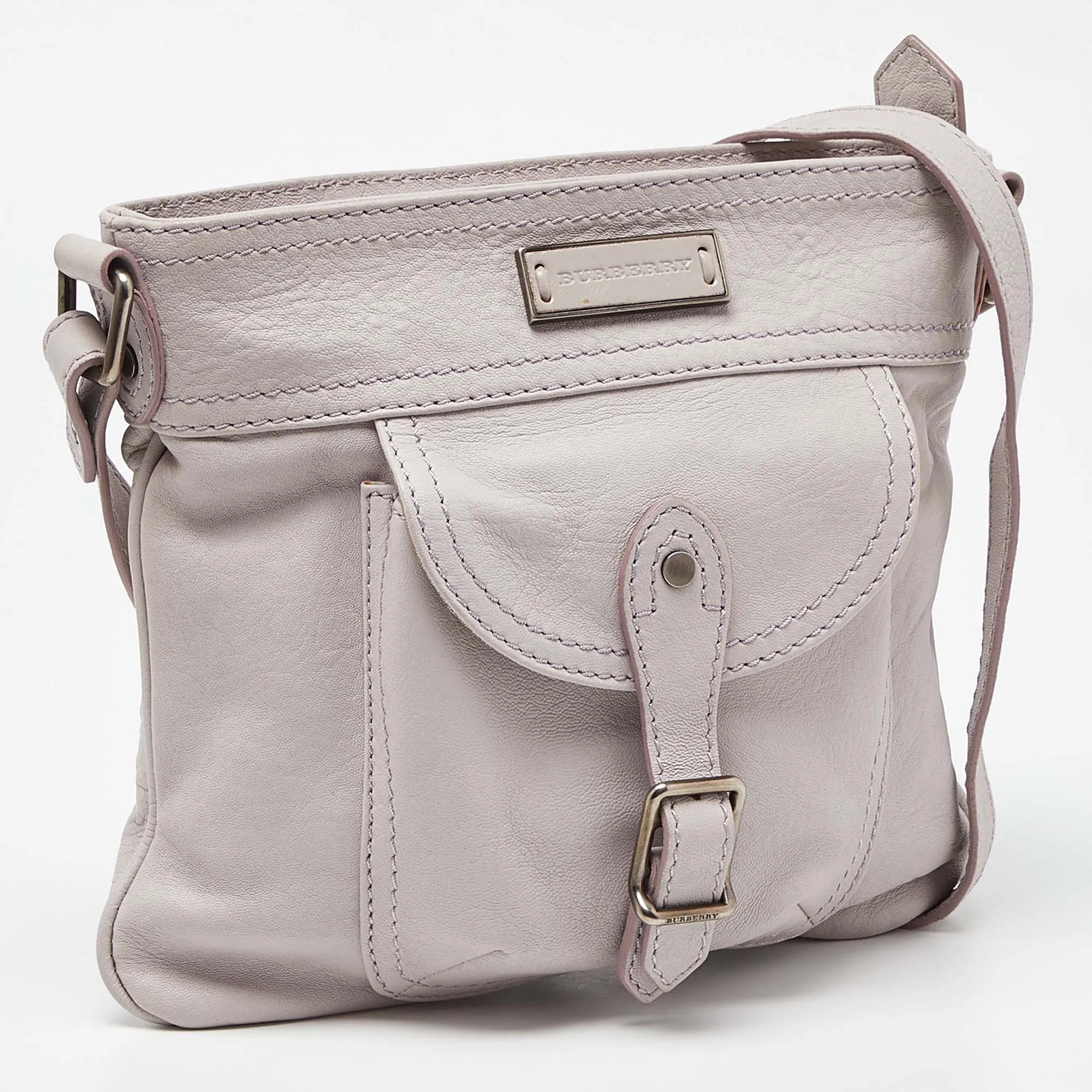 Trendy Inspired Burberry Lavender Leather Crossbody Bag W/wallet