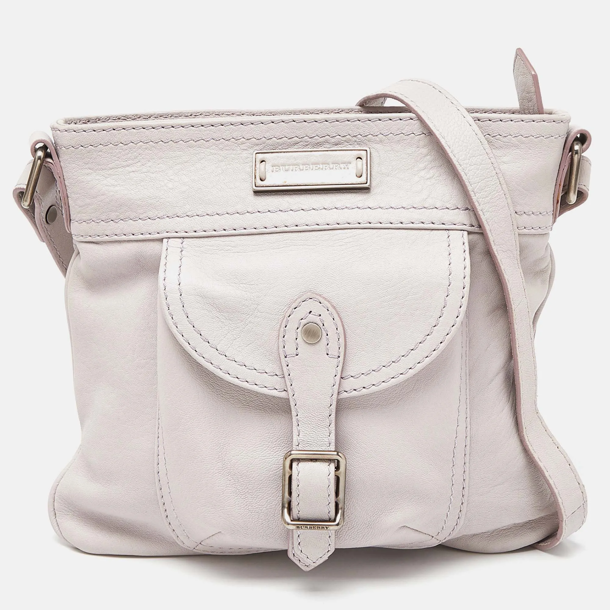 Trendy Inspired Burberry Lavender Leather Crossbody Bag W/wallet