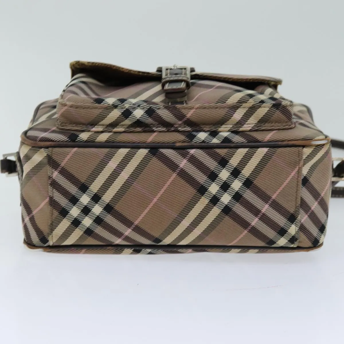 Trendy Inspired Burberry Nova Check Blue Label Shoulder Bag Nylon Brown Auth Ti1741