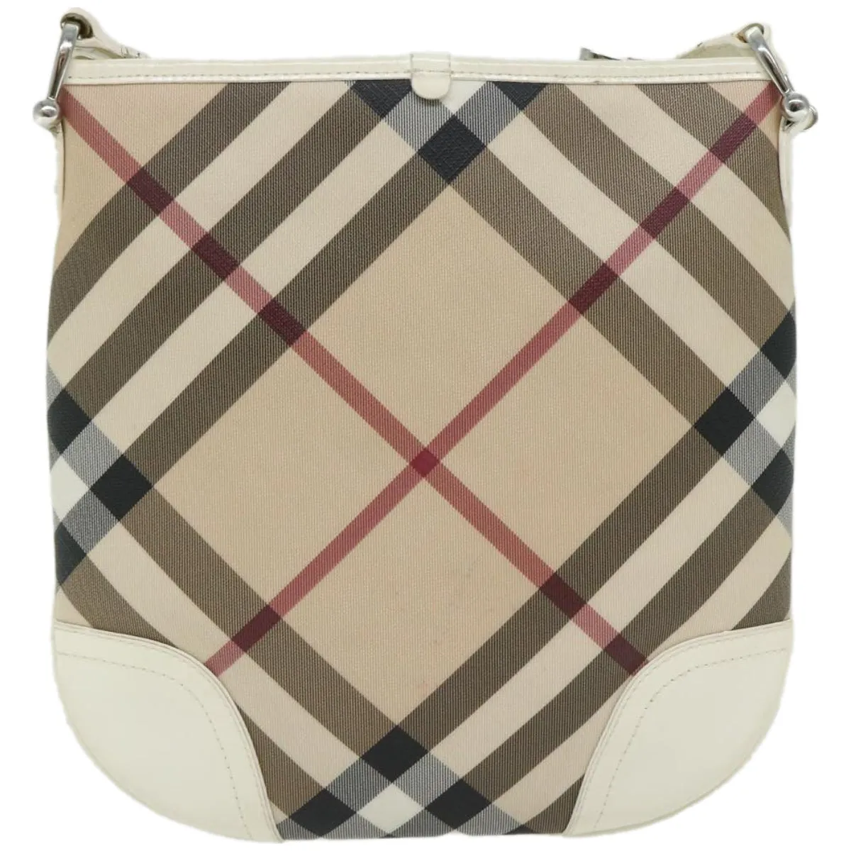 Trendy Inspired Burberry Nova Check Shoulder Bag Coated Canvas Beige Auth Ep3454