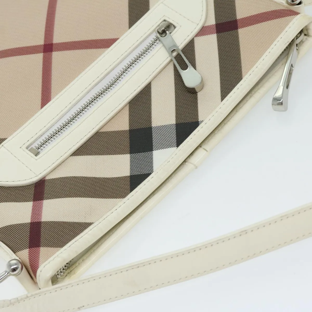 Trendy Inspired Burberry Nova Check Shoulder Bag Coated Canvas Beige Auth Ep3454