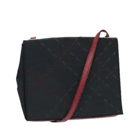 Trendy Inspired Burberry Shoulder Bag Canvas Black Red Auth Bs12799