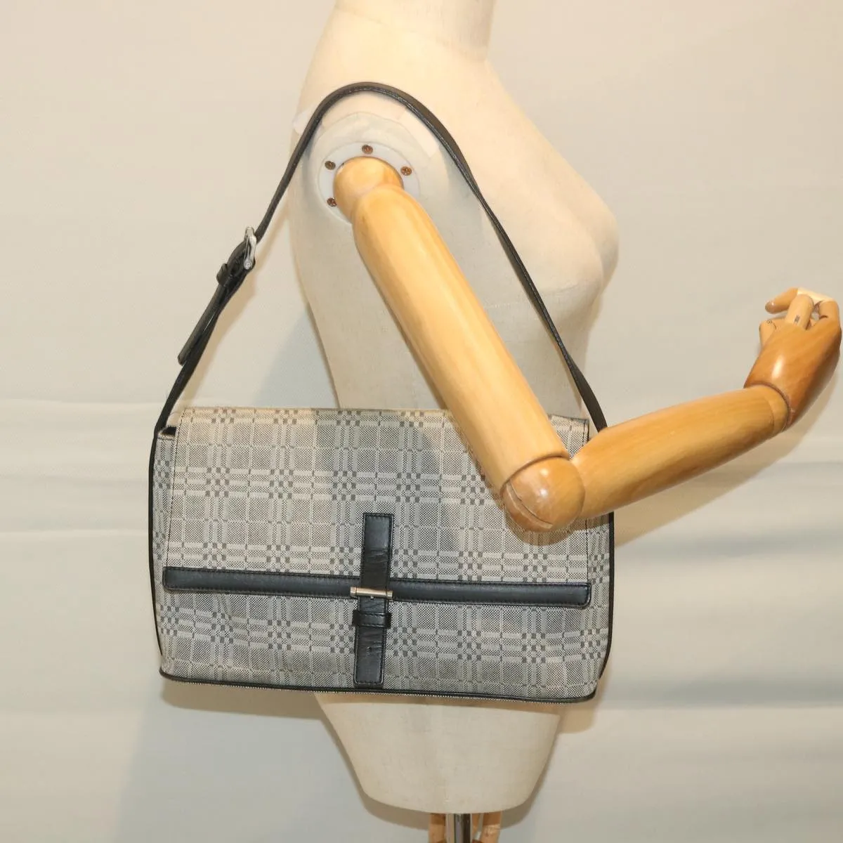 Trendy Inspired Burberry Shoulder Bag Canvas Gray Auth Bs9261