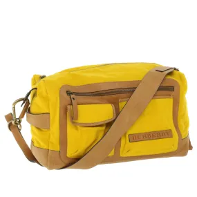 Trendy Inspired Burberry Shoulder Bag Canvas Leather Yellow Auth Bs7538