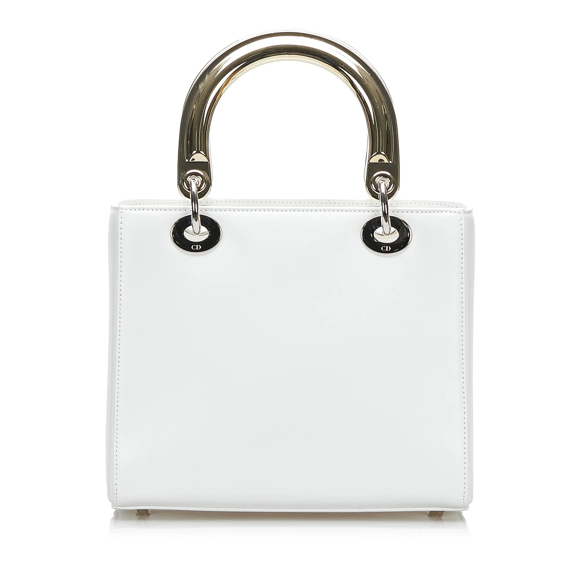 Trendy Inspired Dior Lady Dior Medium White Patch Embellished Leather Silver