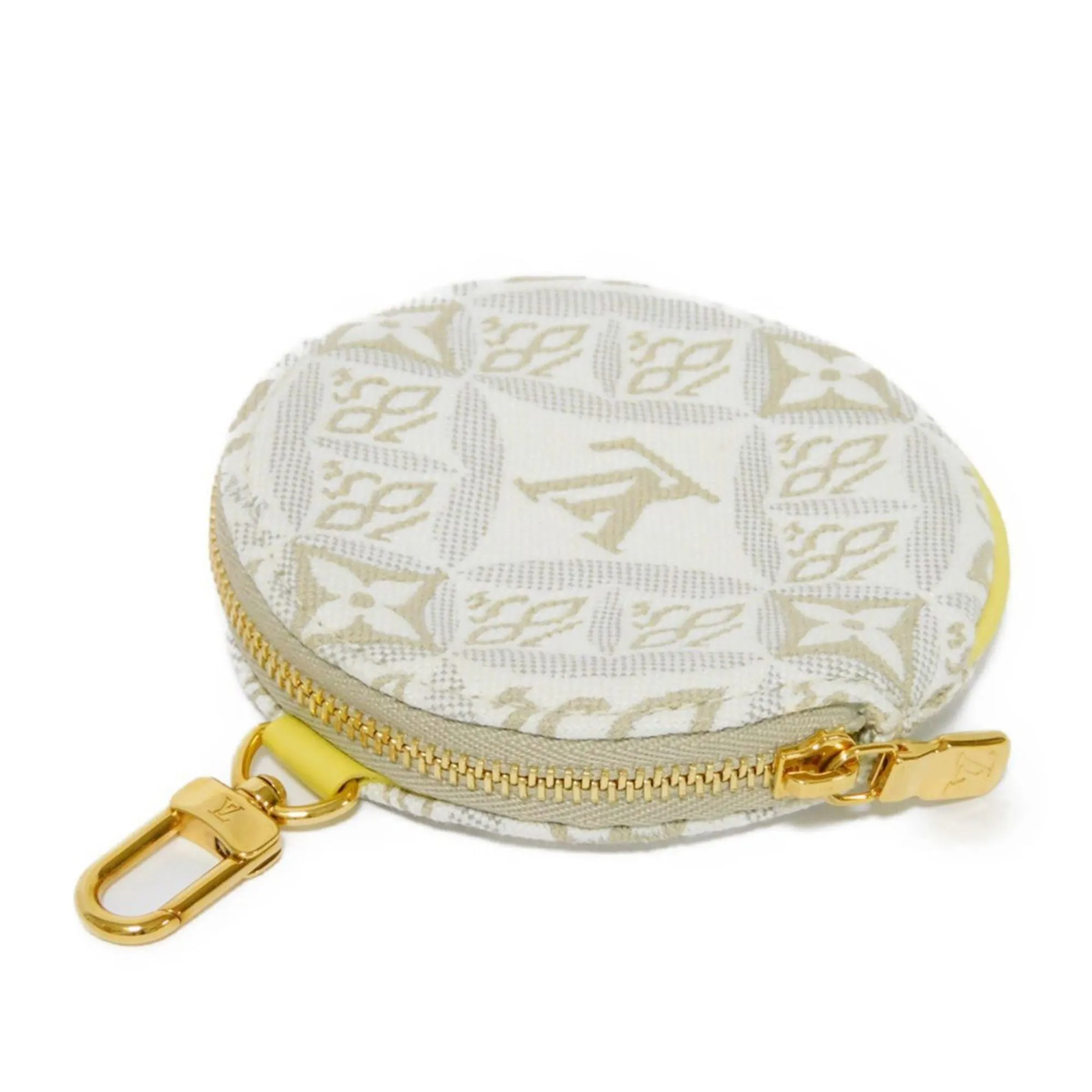 Trendy Inspired Louis Vuitton Coin Case Portomone Long Round Ecru Jaune Yellow Monogram Jacquard Since 1854 M81173 Men's Women's Wallet