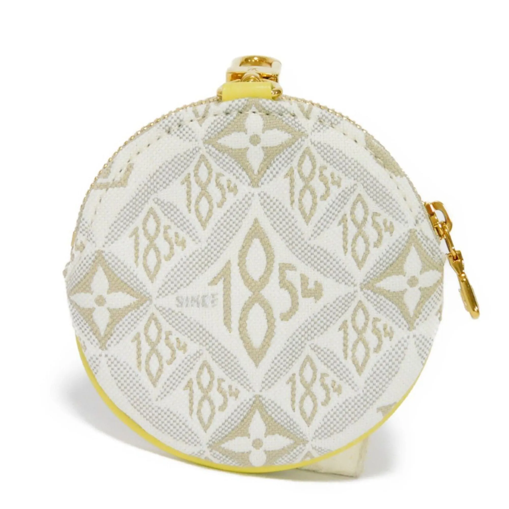 Trendy Inspired Louis Vuitton Coin Case Portomone Long Round Ecru Jaune Yellow Monogram Jacquard Since 1854 M81173 Men's Women's Wallet