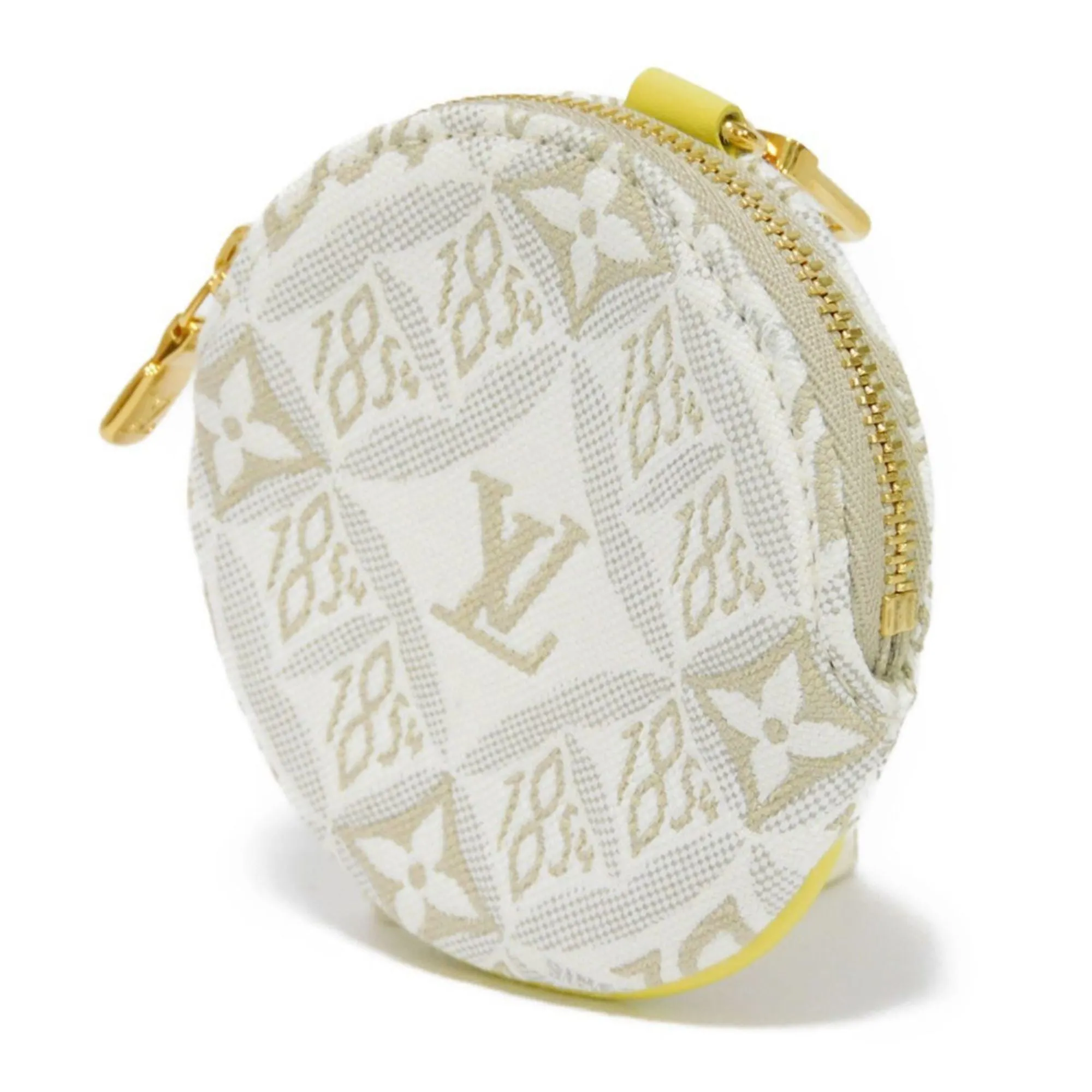 Trendy Inspired Louis Vuitton Coin Case Portomone Long Round Ecru Jaune Yellow Monogram Jacquard Since 1854 M81173 Men's Women's Wallet