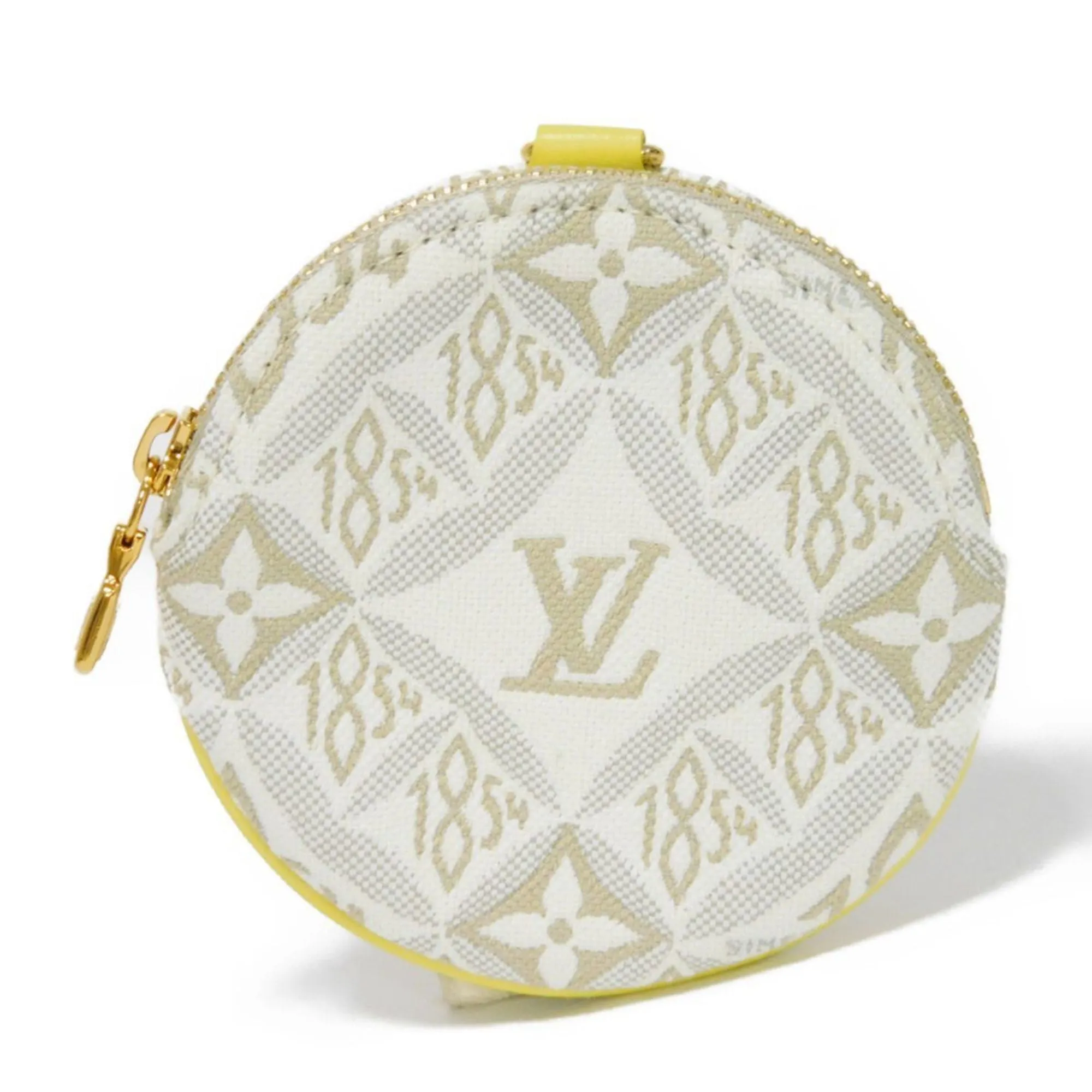 Trendy Inspired Louis Vuitton Coin Case Portomone Long Round Ecru Jaune Yellow Monogram Jacquard Since 1854 M81173 Men's Women's Wallet