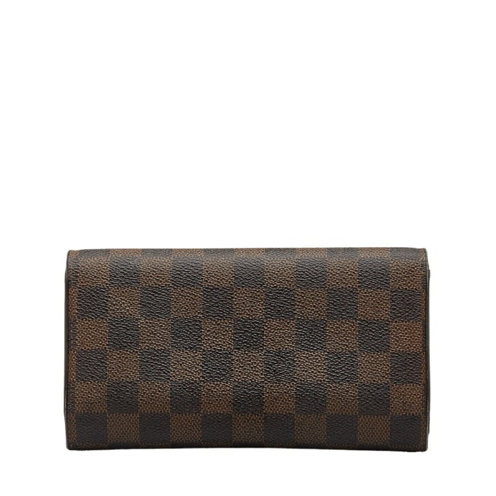 Trendy Inspired Louis Vuitton Damier Portefeuille International Long Wallet N61217 Ebene Brown Pvc Leather Women's