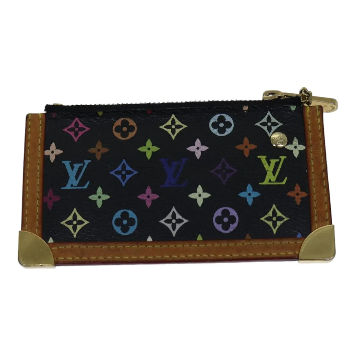 Trendy Inspired Louis Vuitton Monogram Multicolor Pochette Cles Purse Black M92654 Lv Auth 86029