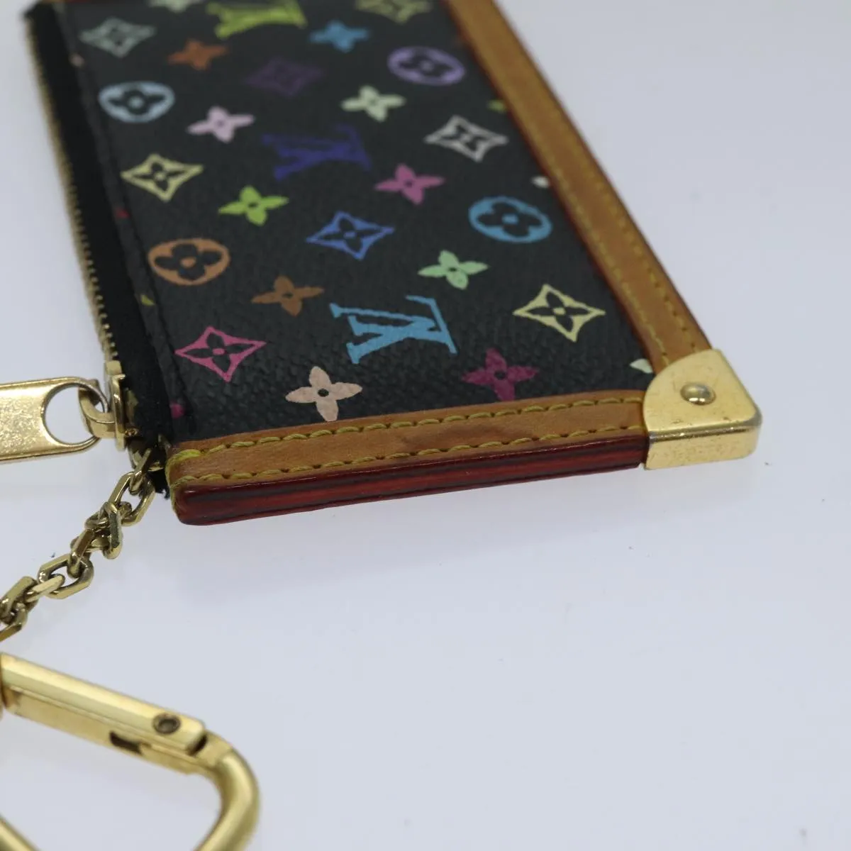 Trendy Inspired Louis Vuitton Monogram Multicolor Pochette Cles Purse Black M92654 Lv Auth 86029