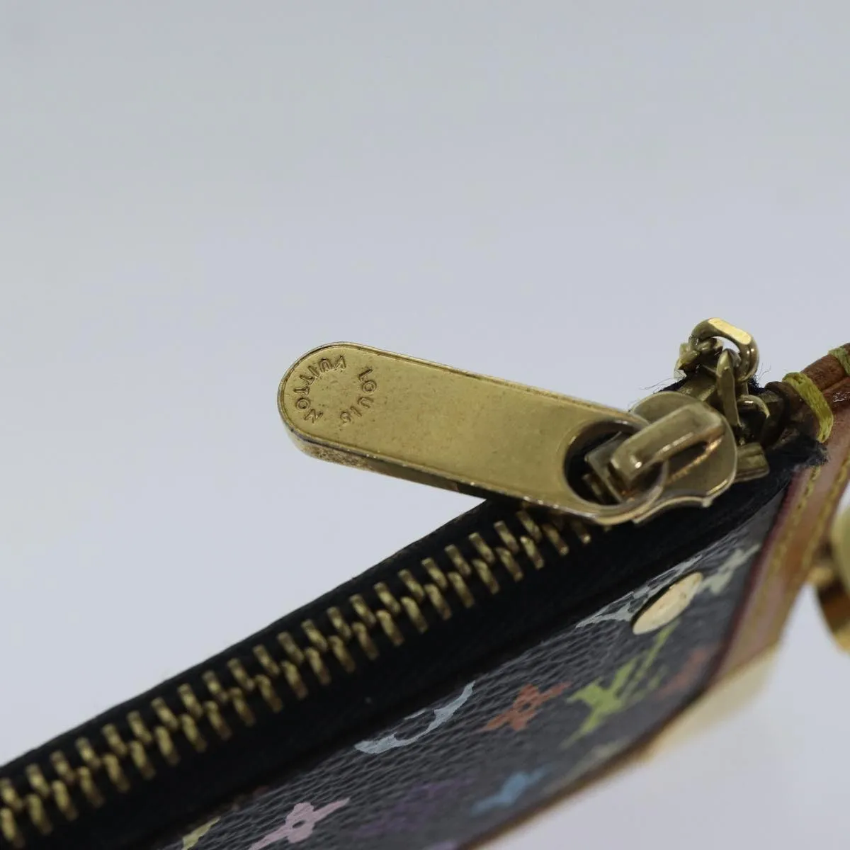 Trendy Inspired Louis Vuitton Monogram Multicolor Pochette Cles Purse Black M92654 Lv Auth 86029