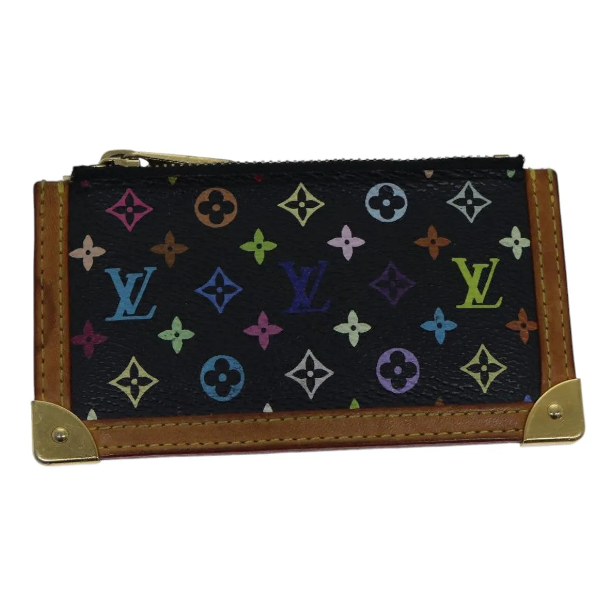 Trendy Inspired Louis Vuitton Monogram Multicolor Pochette Cles Purse Black M92654 Lv Auth 86029