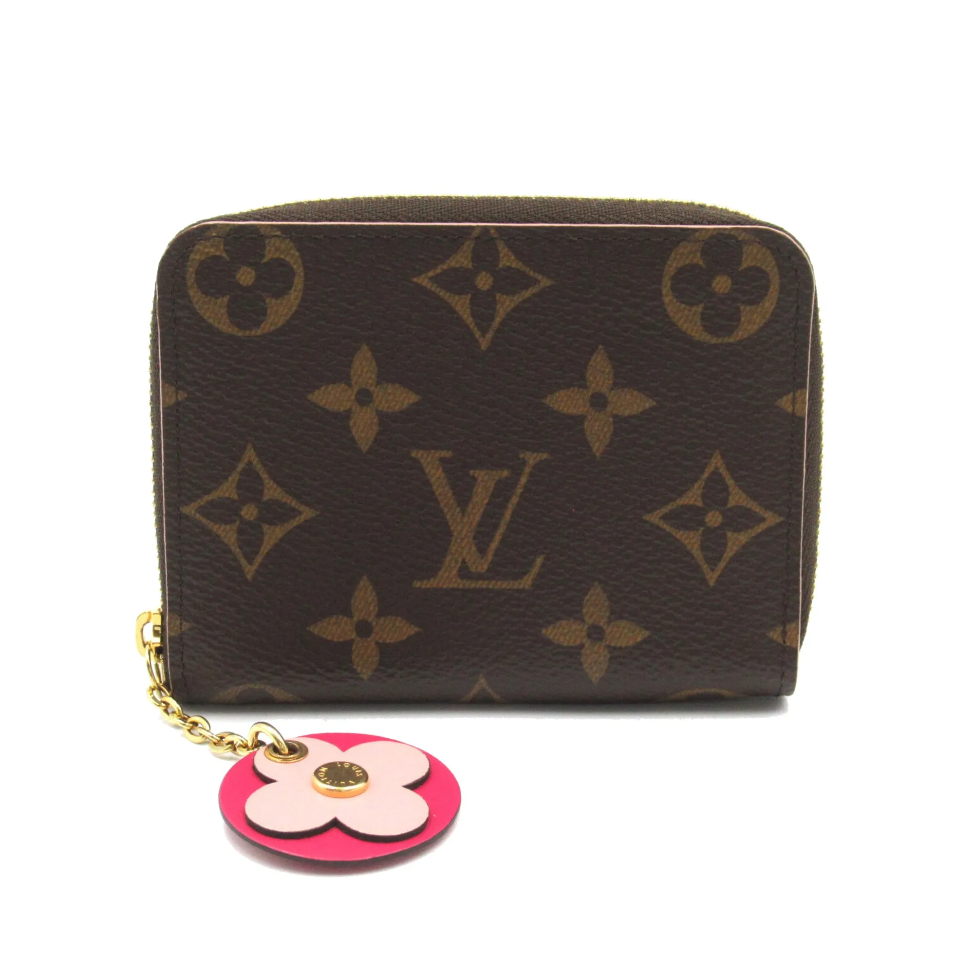 Trendy Inspired Louis Vuitton Zippy Coin Purse Blooming Flower Brown Pink Hot Pink Monogram Pvc Coated Canvas M68332