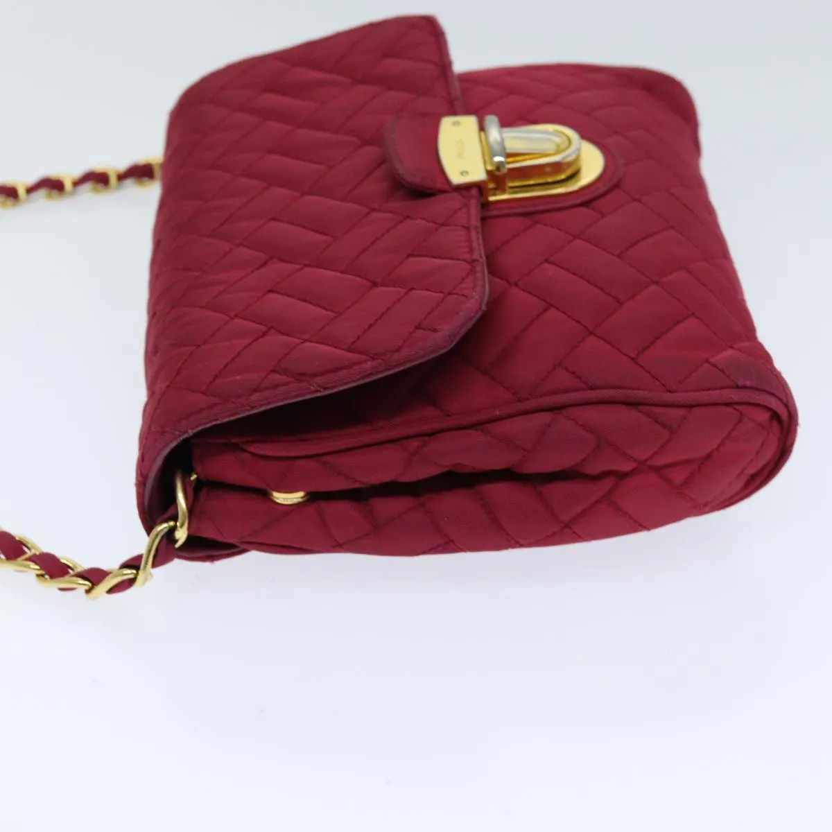 Trendy Inspired Prada Chain Shoulder Bag Nylon Pink Auth 75800