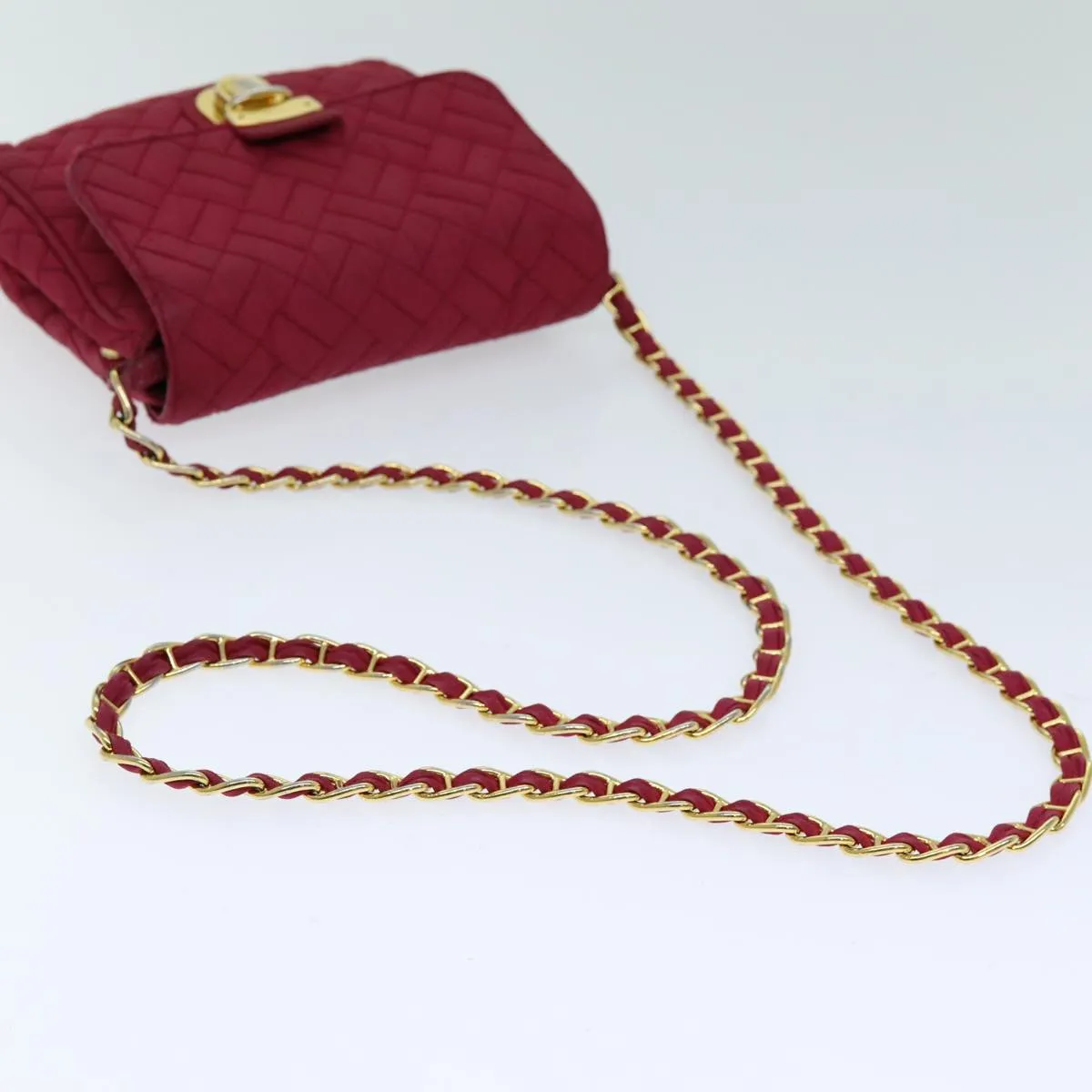 Trendy Inspired Prada Chain Shoulder Bag Nylon Pink Auth 75800