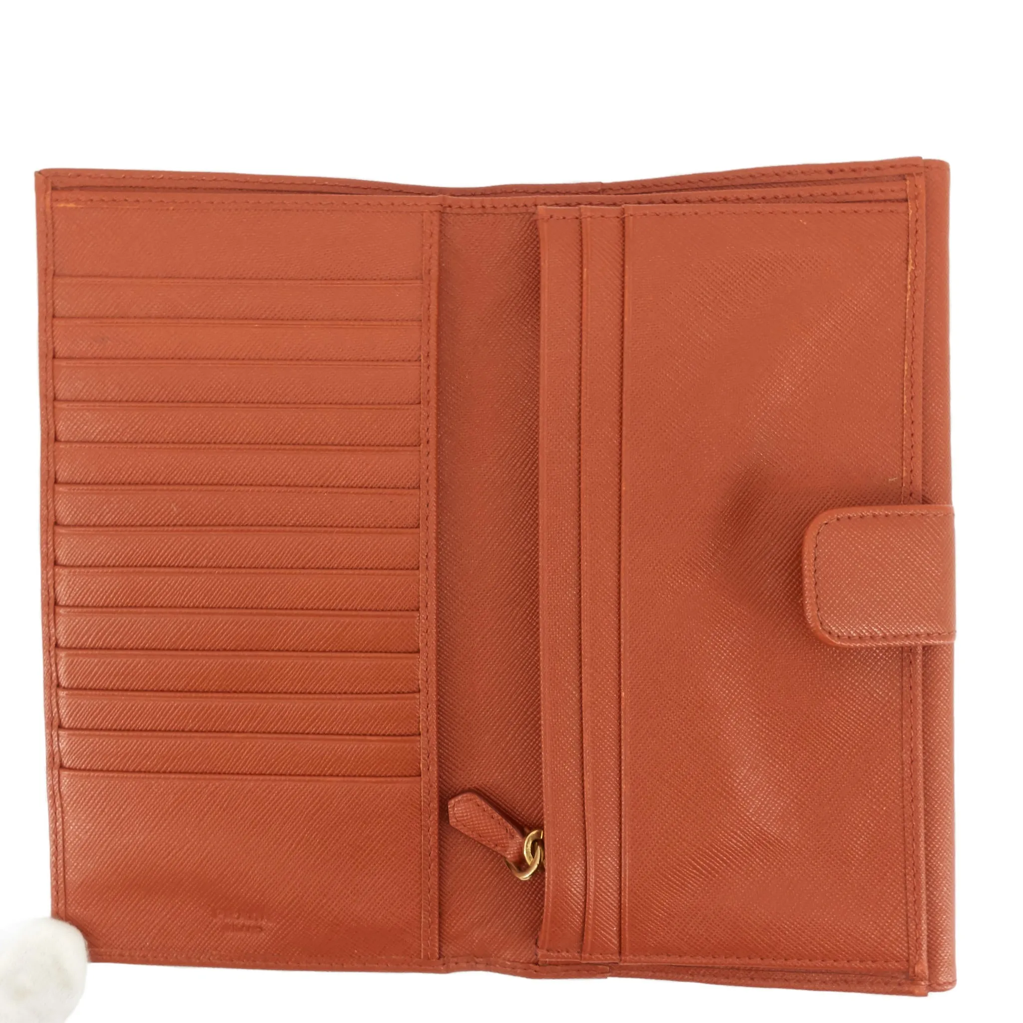 Trendy Inspired Prada Continental Logo Saffiano Leather Wallet