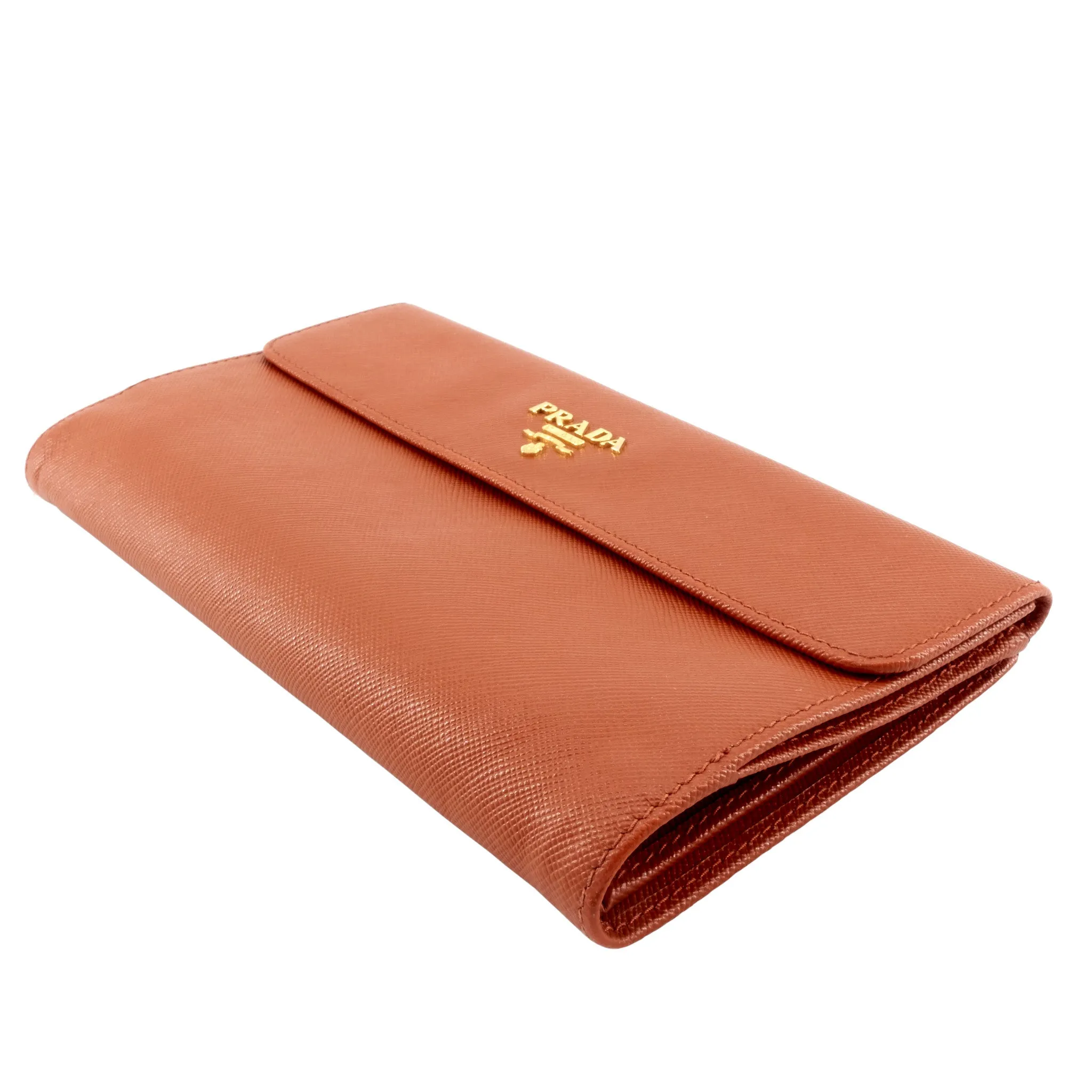 Trendy Inspired Prada Continental Logo Saffiano Leather Wallet