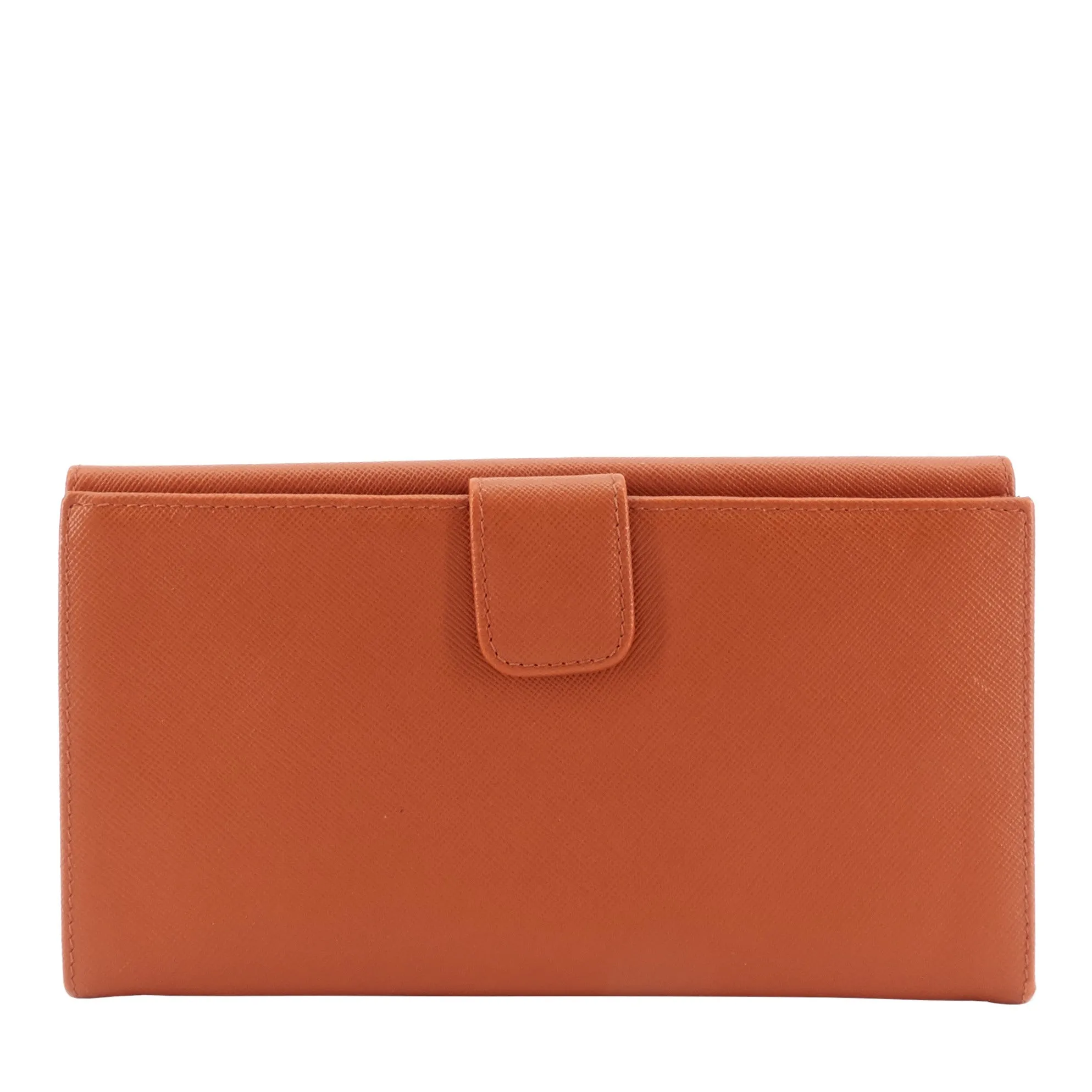 Trendy Inspired Prada Continental Logo Saffiano Leather Wallet