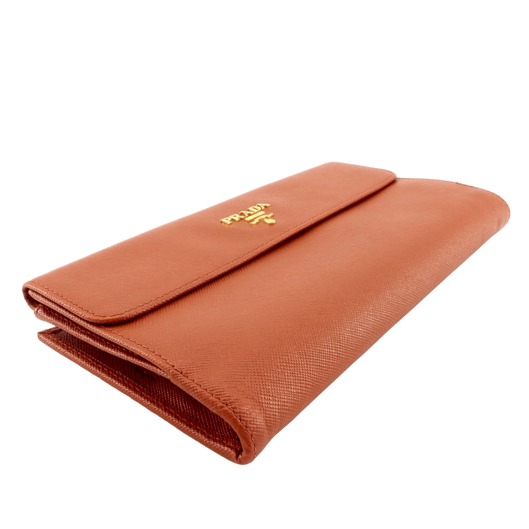 Trendy Inspired Prada Continental Logo Saffiano Leather Wallet