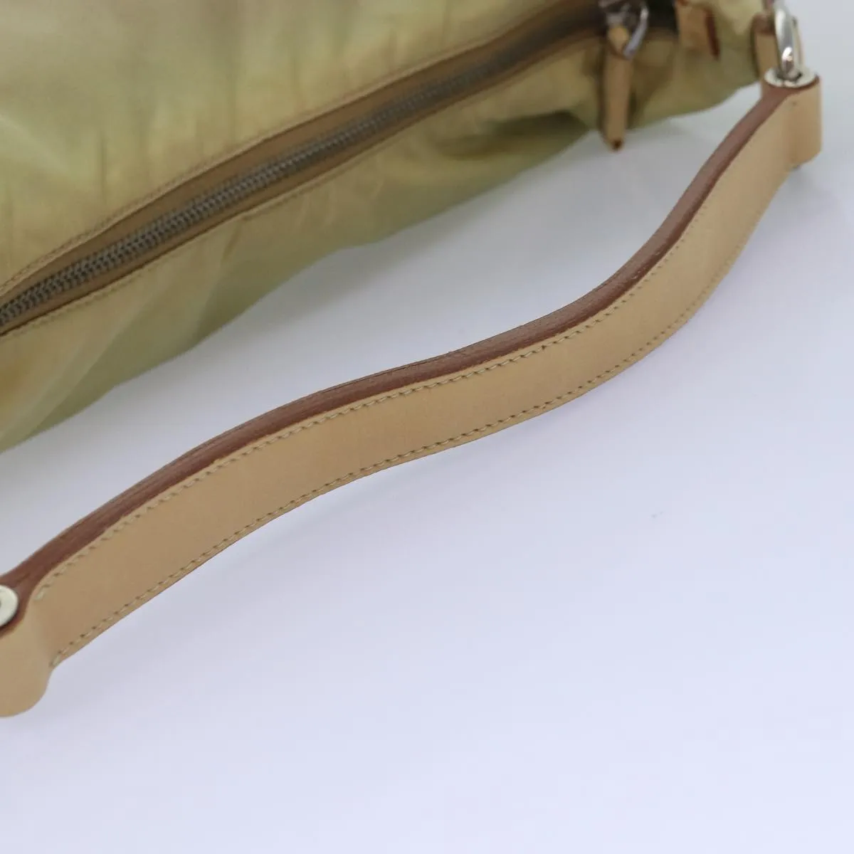 Trendy Inspired Prada Shoulder Bag Nylon Beige Auth 77348