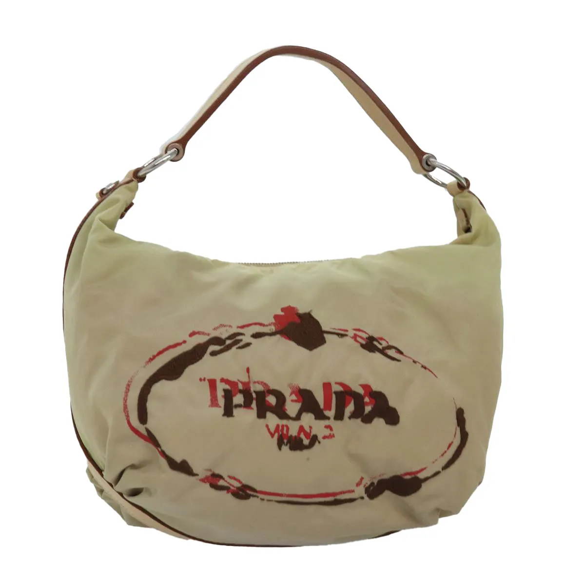 Trendy Inspired Prada Shoulder Bag Nylon Beige Auth 77348