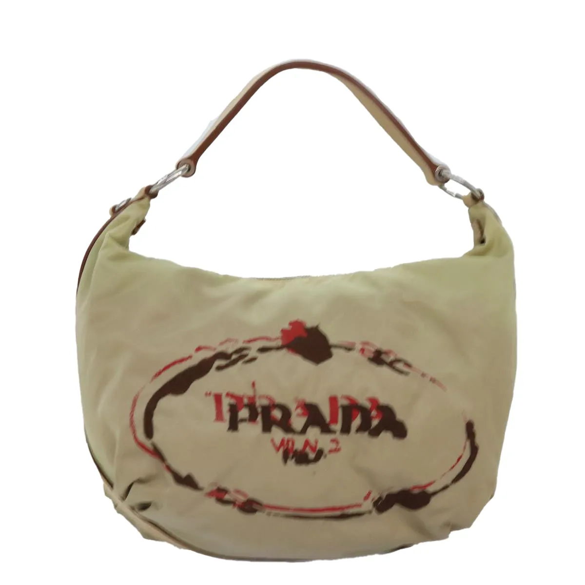 Trendy Inspired Prada Shoulder Bag Nylon Beige Auth 77348