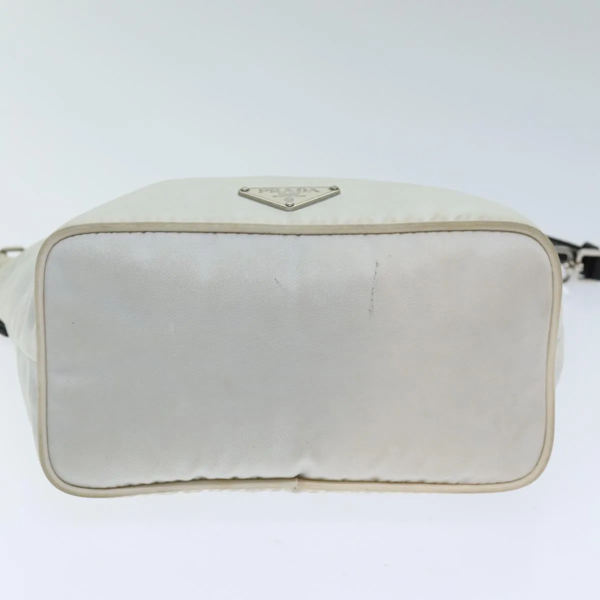 Trendy Inspired Prada Shoulder Bag Nylon Leather White Black Auth 75215