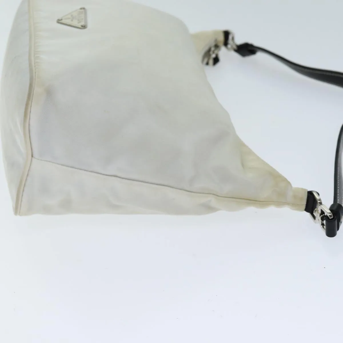 Trendy Inspired Prada Shoulder Bag Nylon Leather White Black Auth 75215