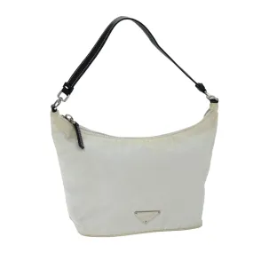 Trendy Inspired Prada Shoulder Bag Nylon Leather White Black Auth 75215