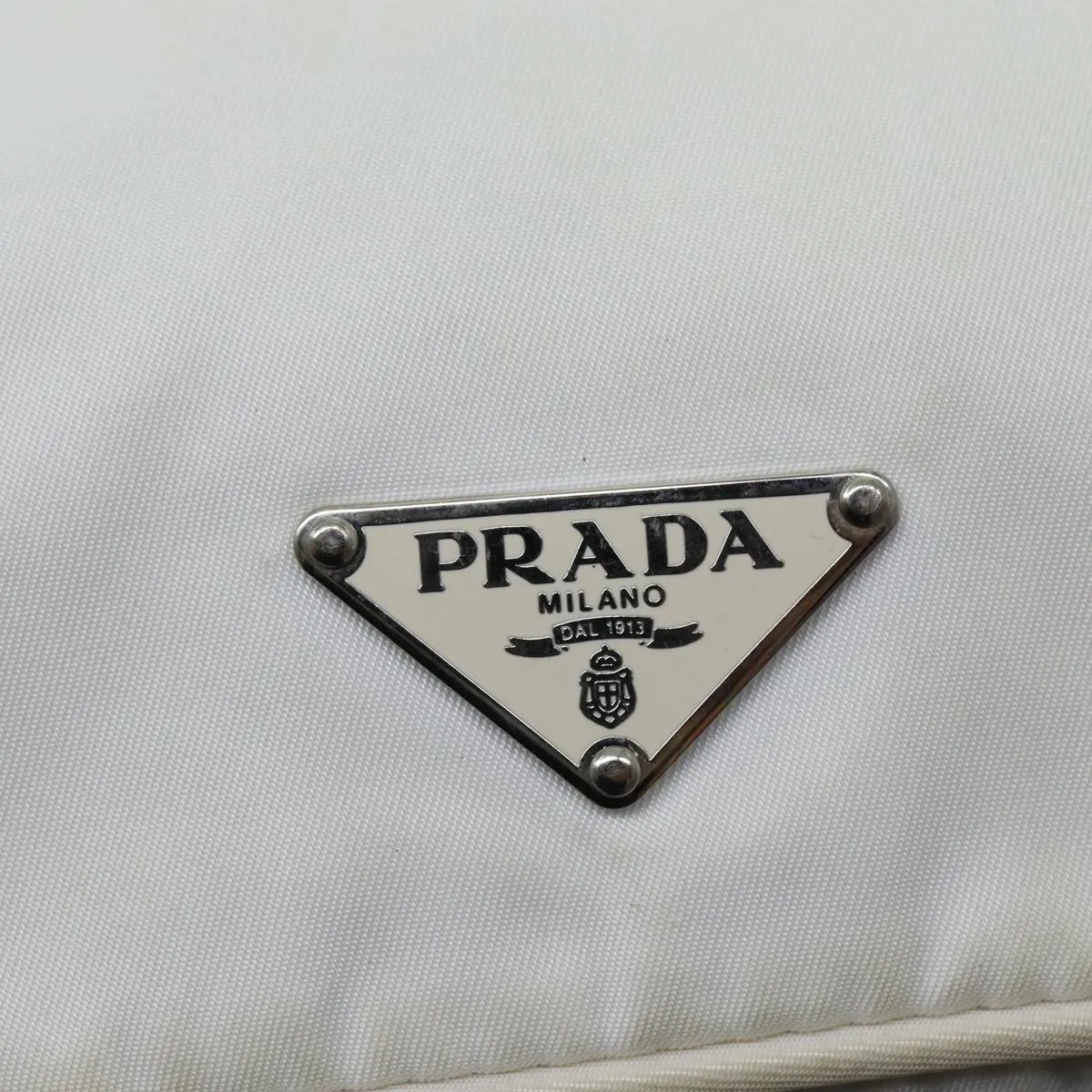 Trendy Inspired Prada Shoulder Bag Nylon Leather White Black Auth 75215