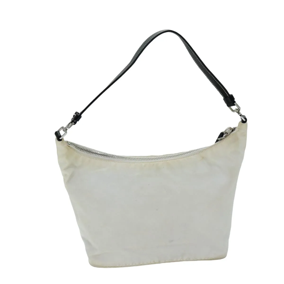 Trendy Inspired Prada Shoulder Bag Nylon Leather White Black Auth 75215