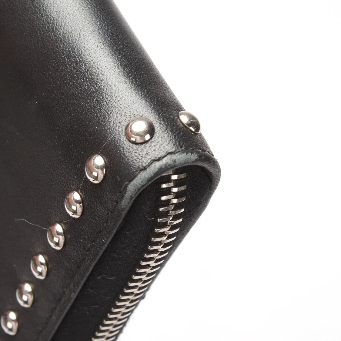 Trendy Inspired Prada Studded Leather Zip Around Wallet