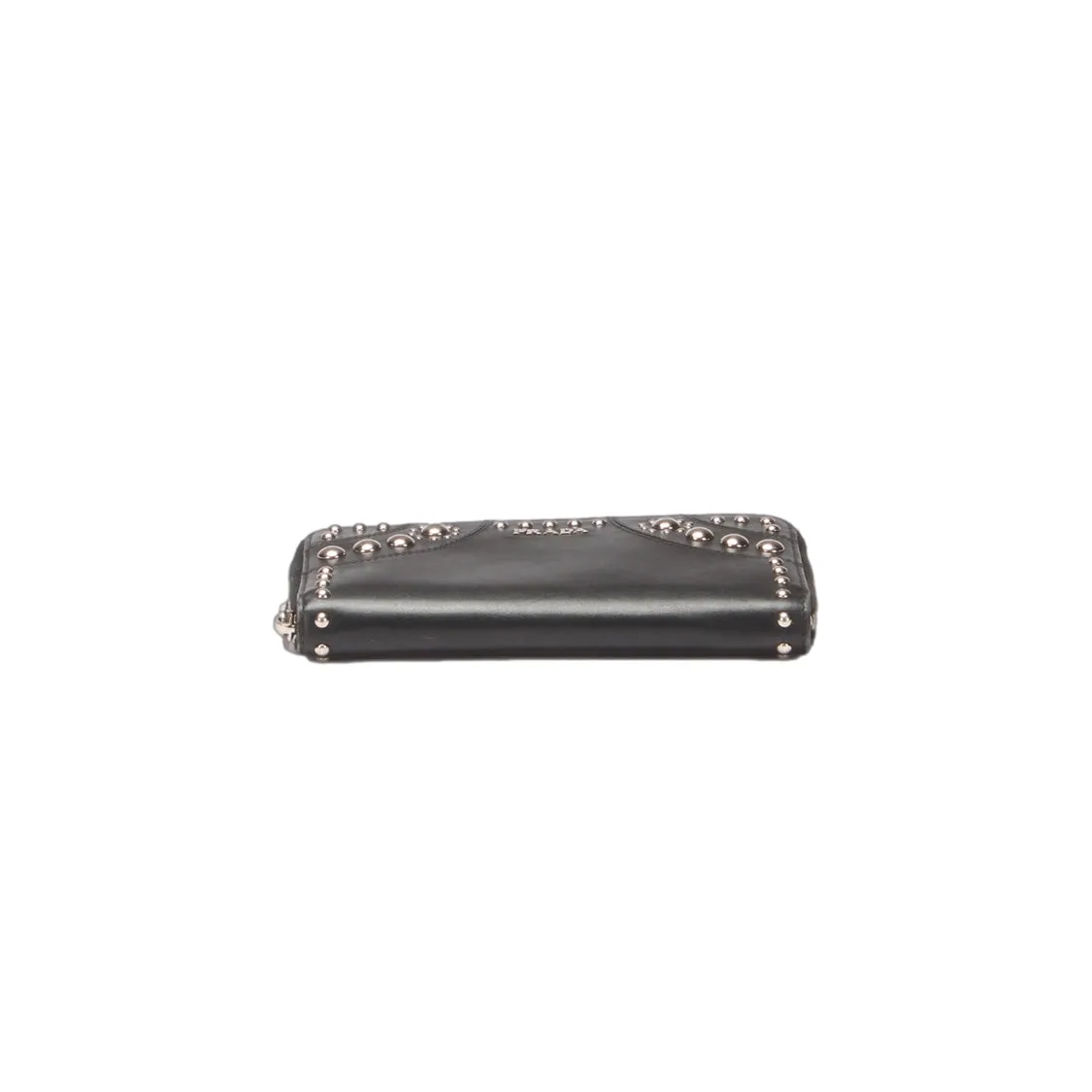 Trendy Inspired Prada Studded Leather Zip Around Wallet