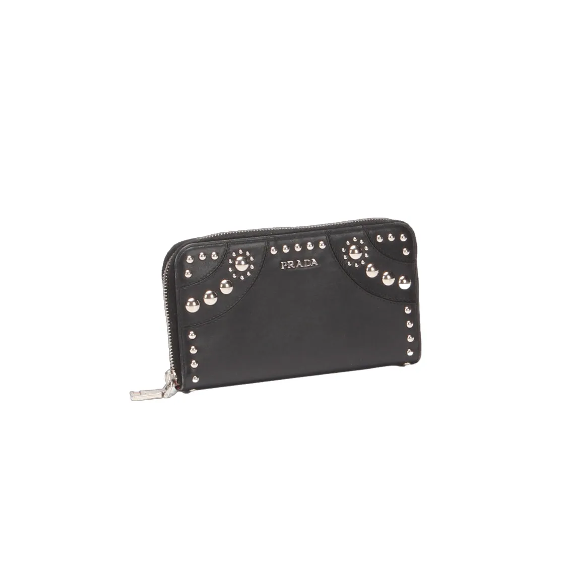 Trendy Inspired Prada Studded Leather Zip Around Wallet