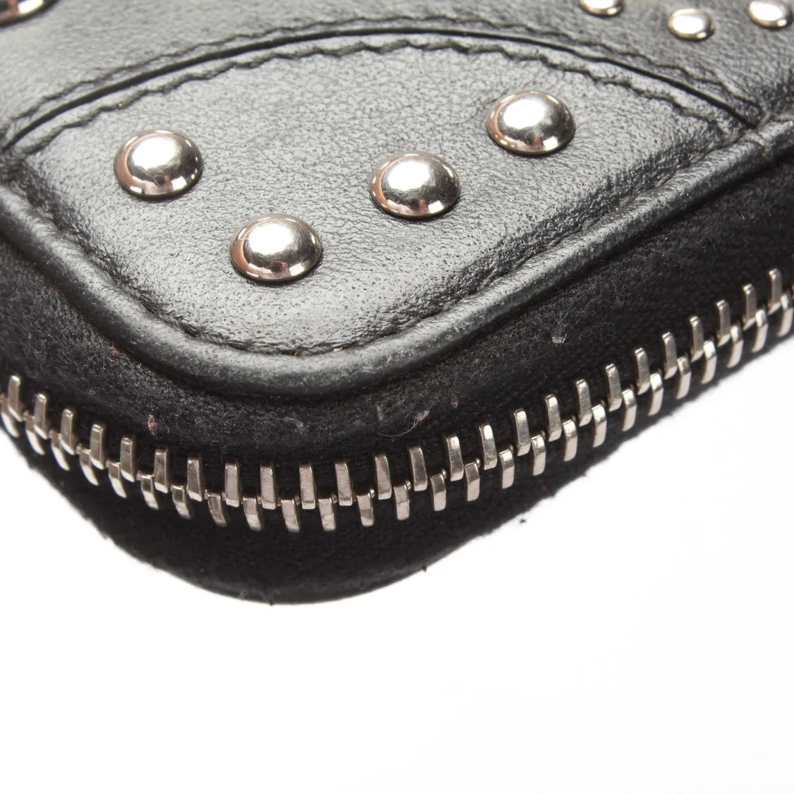 Trendy Inspired Prada Studded Leather Zip Around Wallet