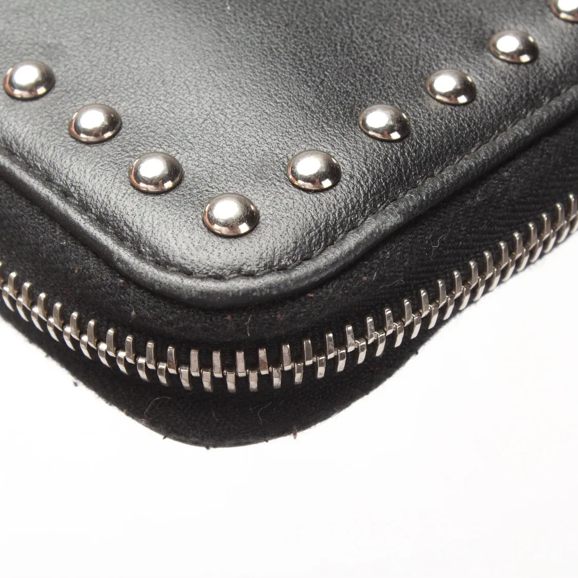 Trendy Inspired Prada Studded Leather Zip Around Wallet