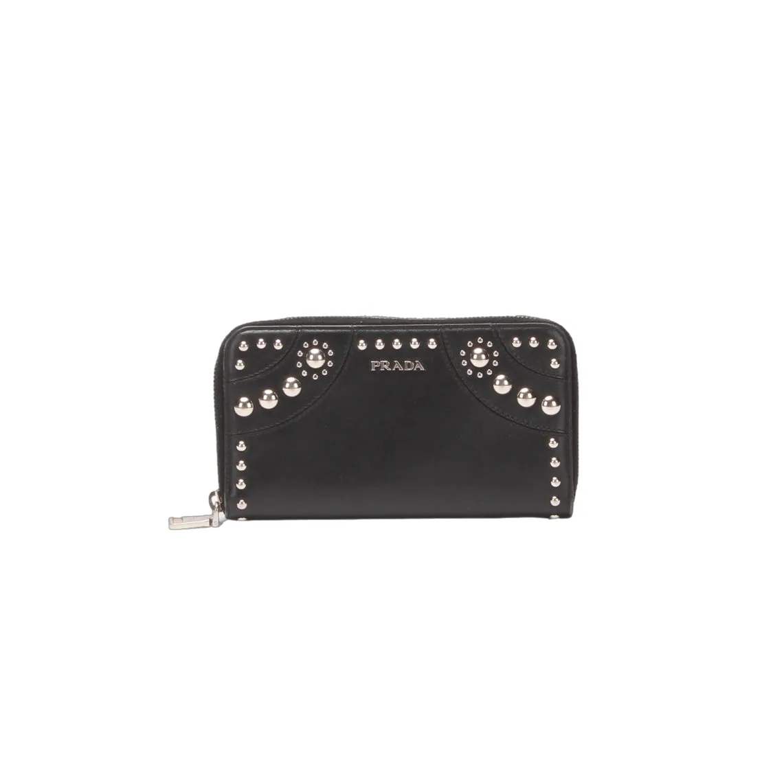 Trendy Inspired Prada Studded Leather Zip Around Wallet